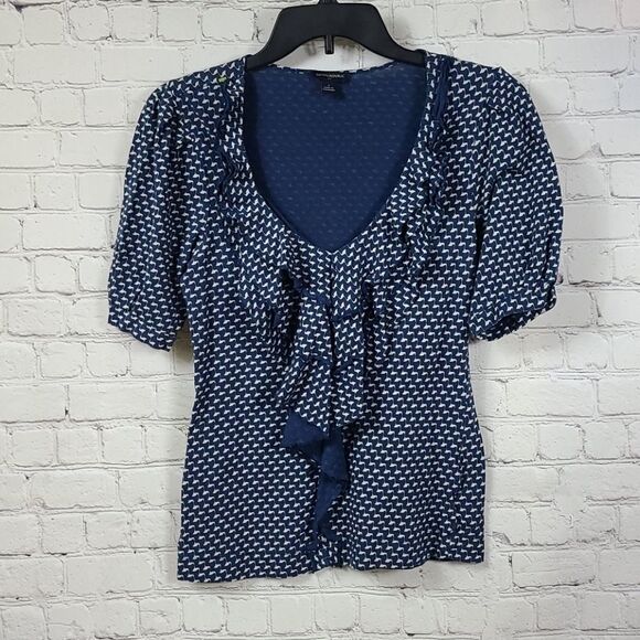 Banana Republic Ruffled Neck Knit Short Sleeve Top - Picture 9 of 10